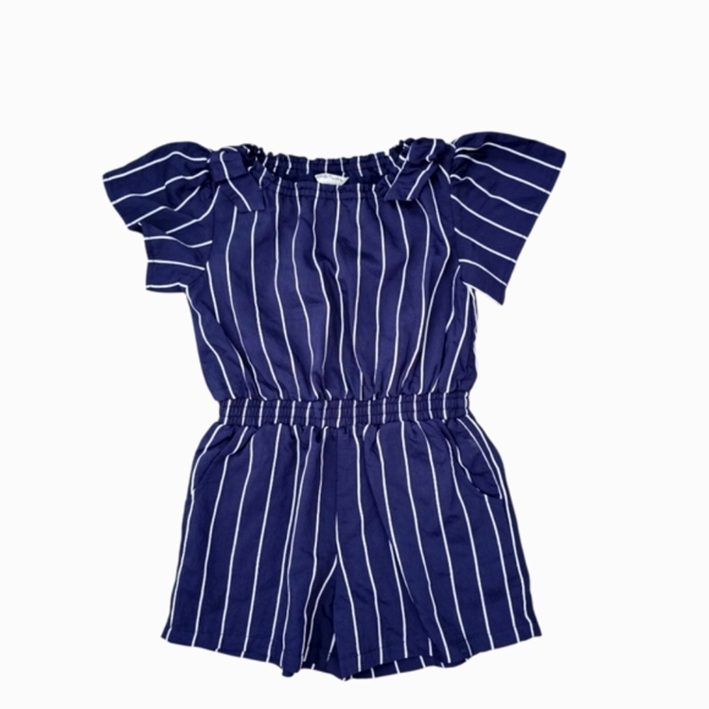 Habitual Striped Romper Blue and White 4T